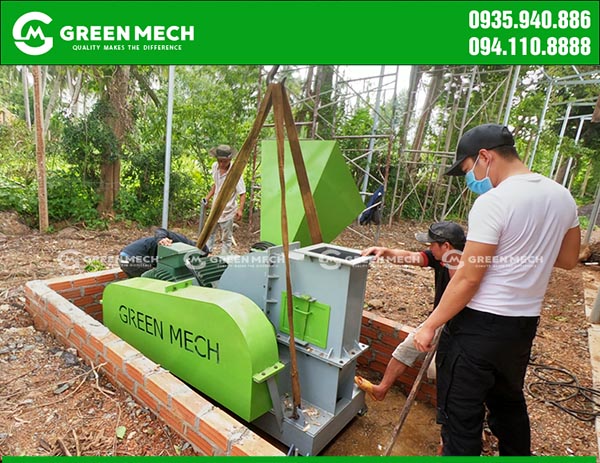 Máy băm gỗ dạng phun công suất 5 tấn lắp đặt tại Bình Định