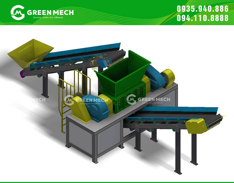 Máy nghiền vải vụn, phế liệu 2 trục hiệu quả, nhanh chóng