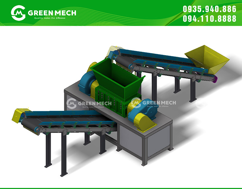 Tư vấn thiết kế máy nghiền 2 trục chuyên nghiền phế liệu, vải vụn