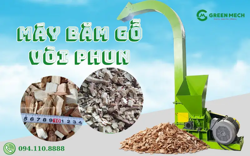 Máy băm gỗ vòi phun