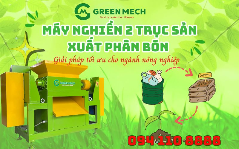 Máy nghiền 2 trục sản xuất phân bón