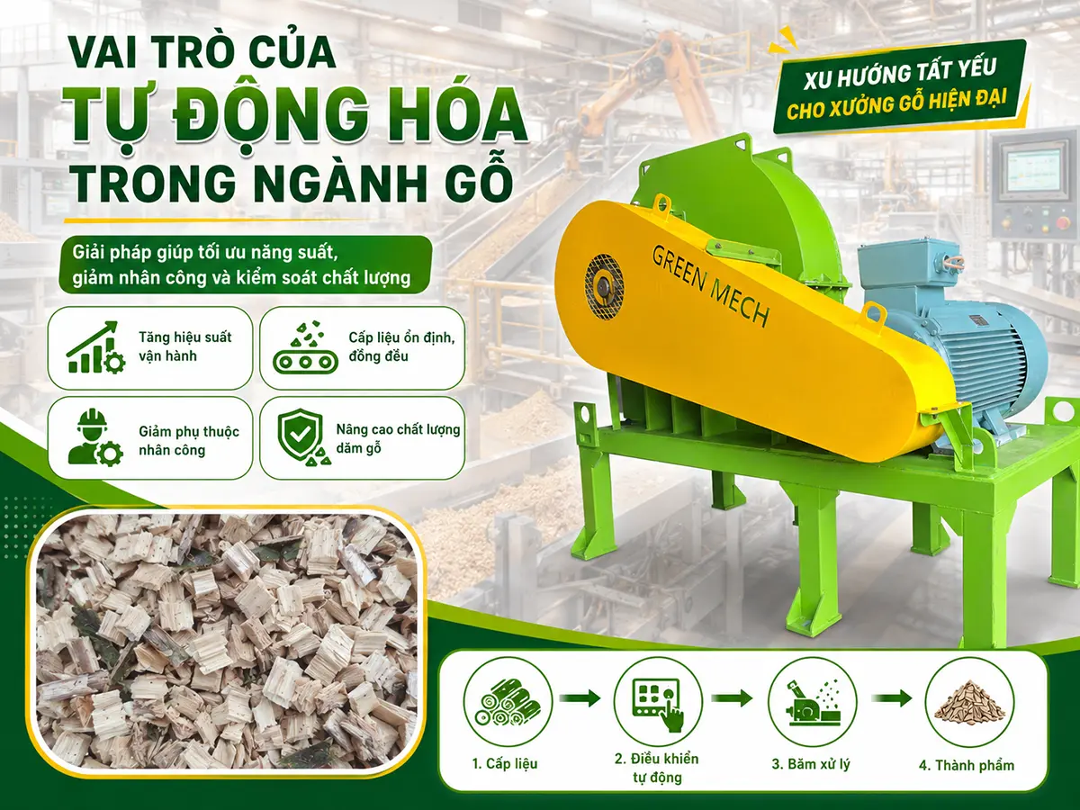 Vai trò của tự động hóa trong ngành gỗ thể hiện rõ qua khả năng tăng năng suất và giảm thao tác thủ công.